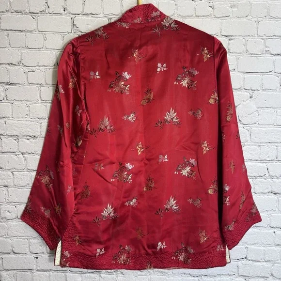 VTG PEONY BRAND Shanghai China Silk Jacket Blazer Asian Kimono Reversible Sz MED - Picture 6 of 14